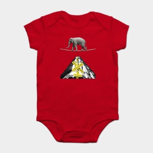 Elephant Rope Walker - Retro Photo Montage - Fun & Playful Baby Bodysuit